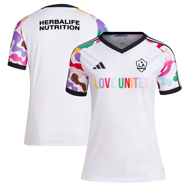 LA Galaxy adidas Women's 2024 Pride Pre-Match Top - White