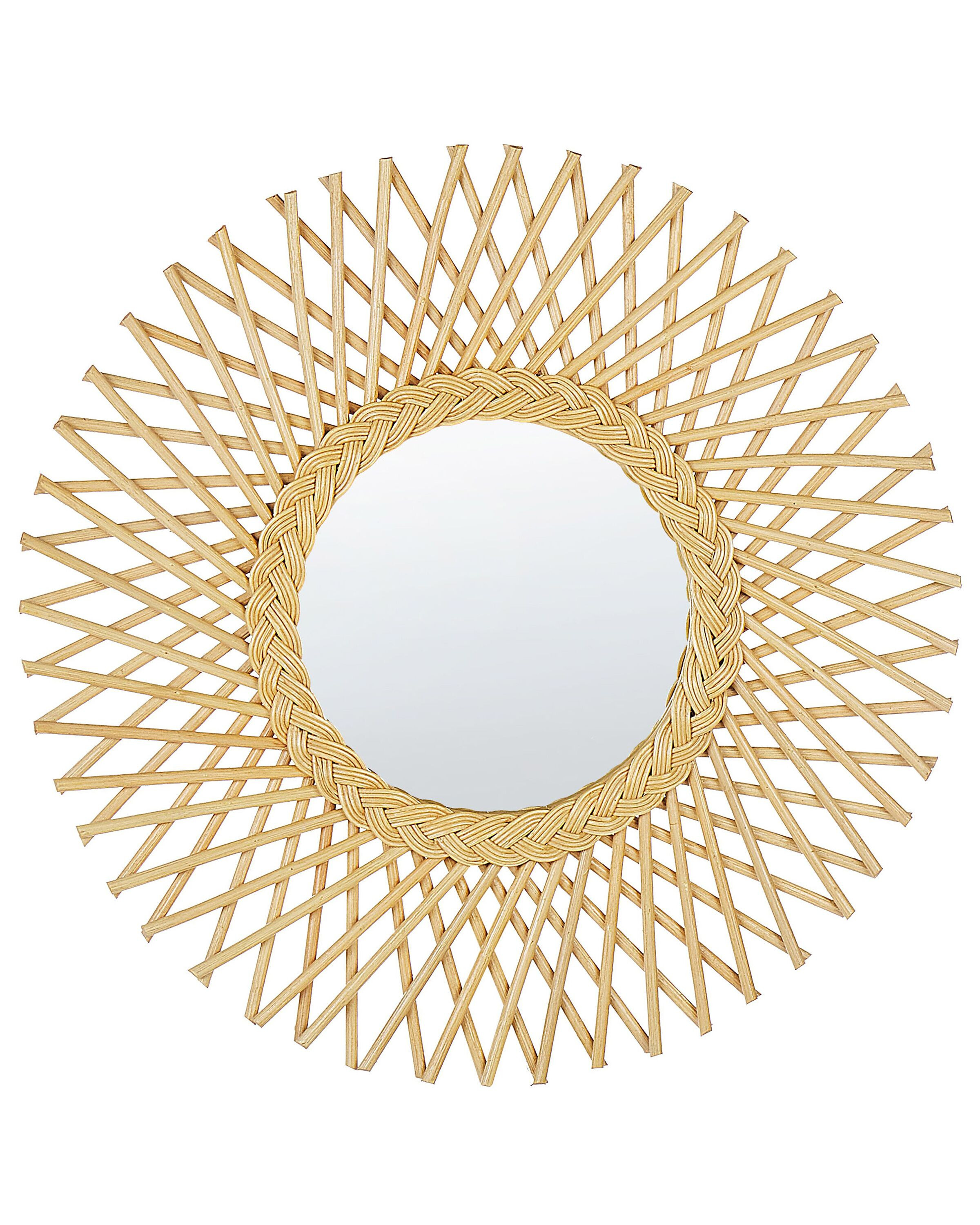 Lustro ścienne forma słońca rattan 60cm naturalne