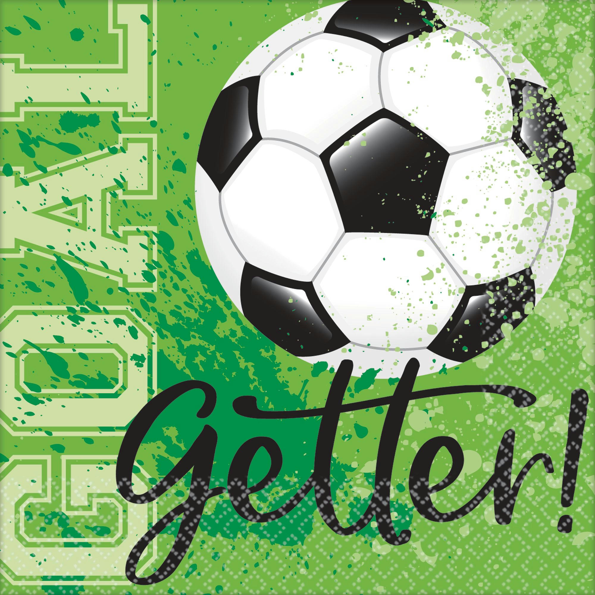 Soccer Square Paper Disposable Beverage Napkins, Green, 5-in, 36-pk, 2-ply, for Sports Party