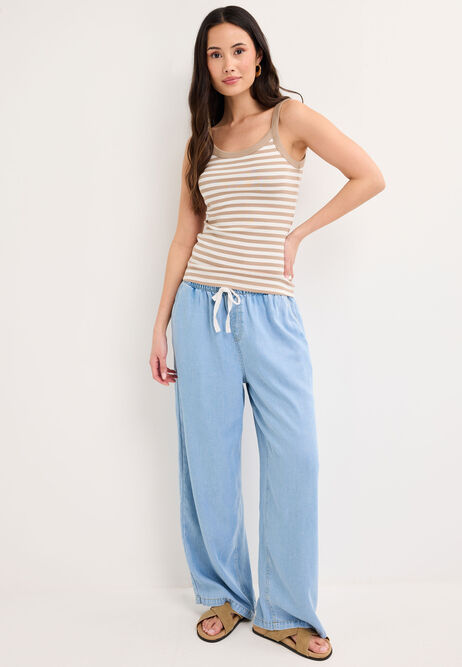Womens Mocha Stripe Cami Vest Top