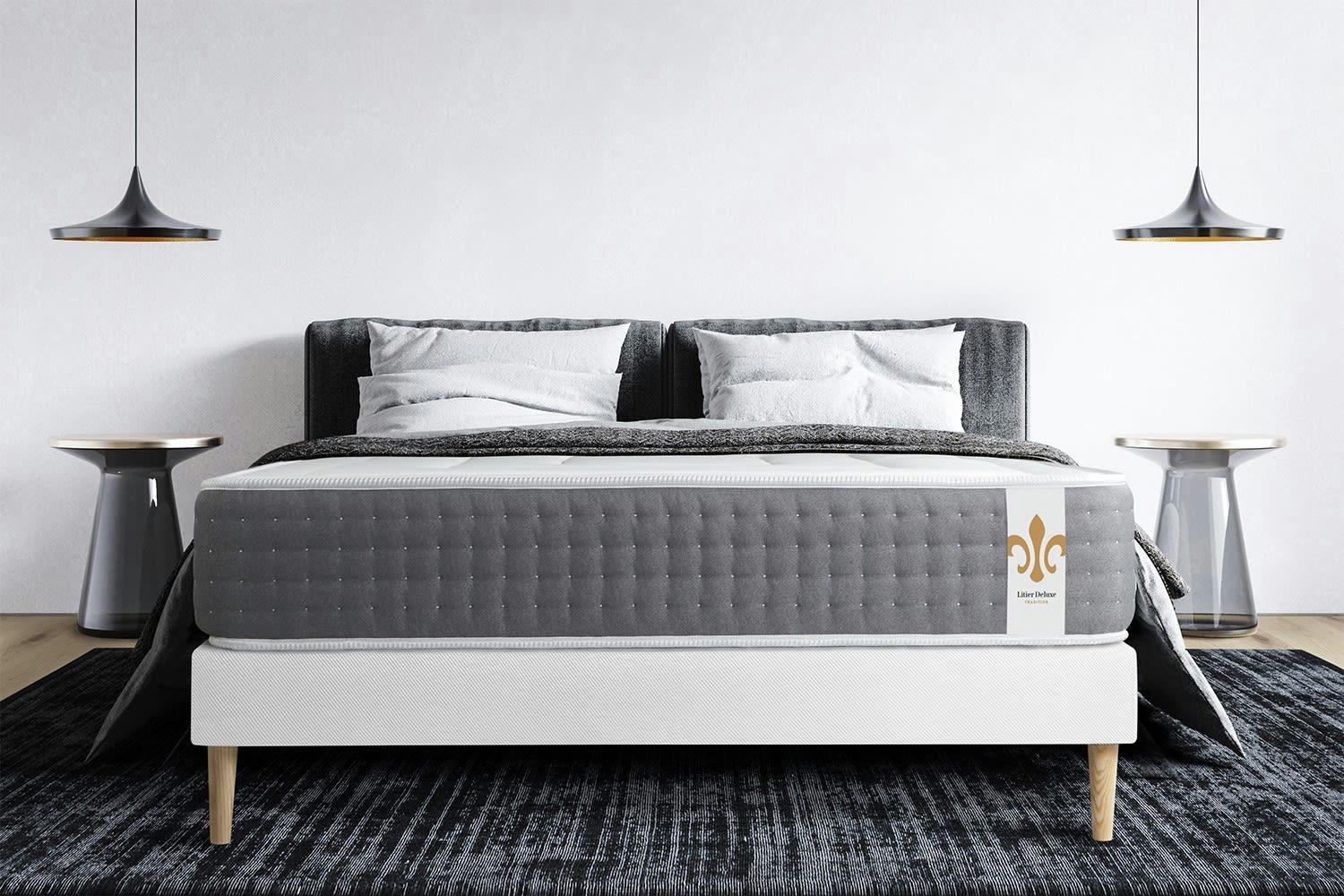 - Pack matelas sommier kit 200x200 oreiller couette