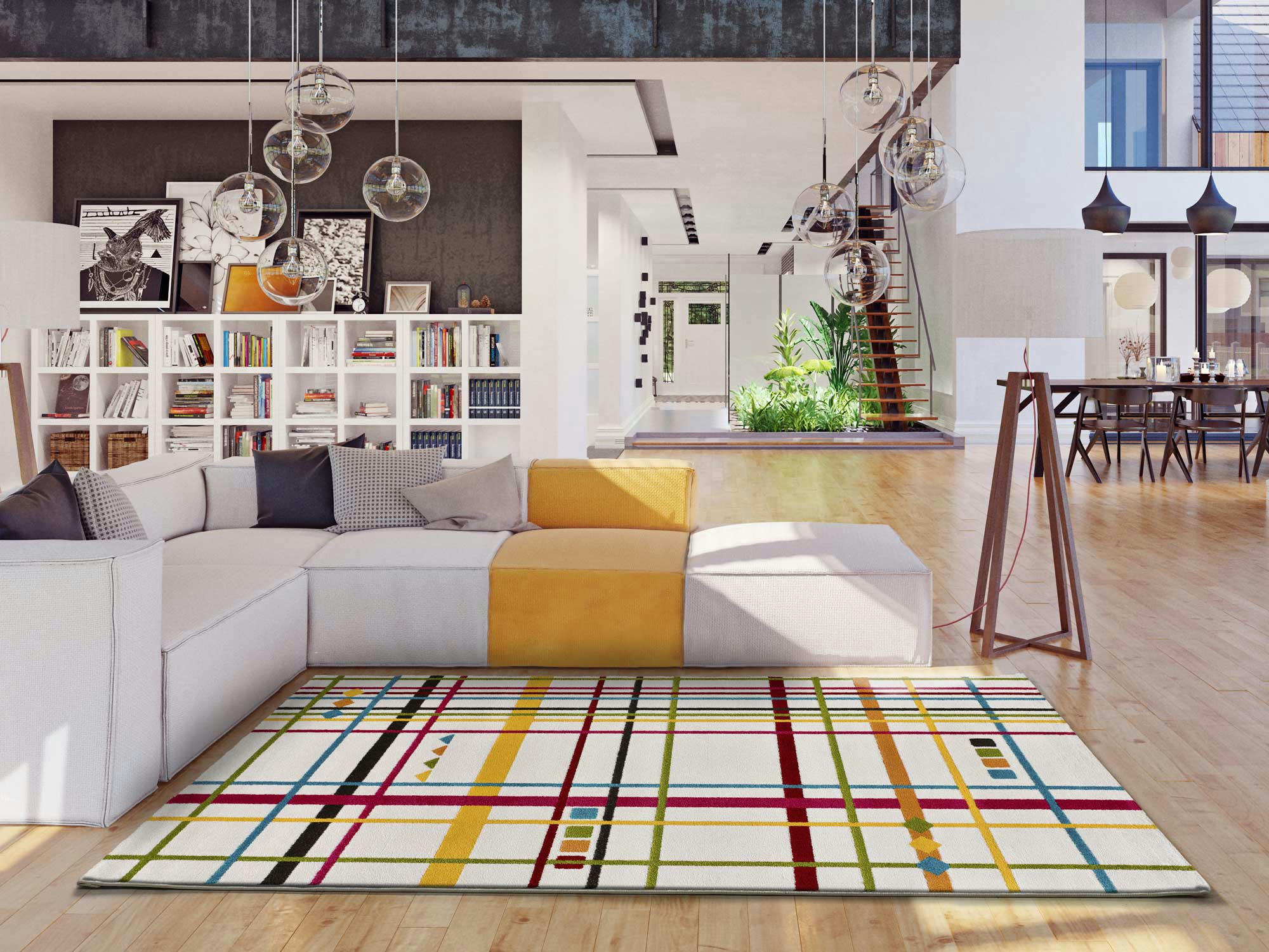 PASTRY - Tapis aux formes géométriques multicolores, 080X150 cm