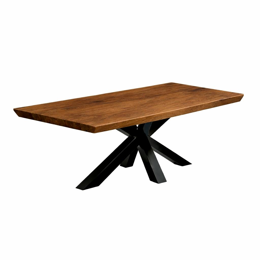 Table extensible chêne brun bords biseautés pied noir 240 cm PALERME