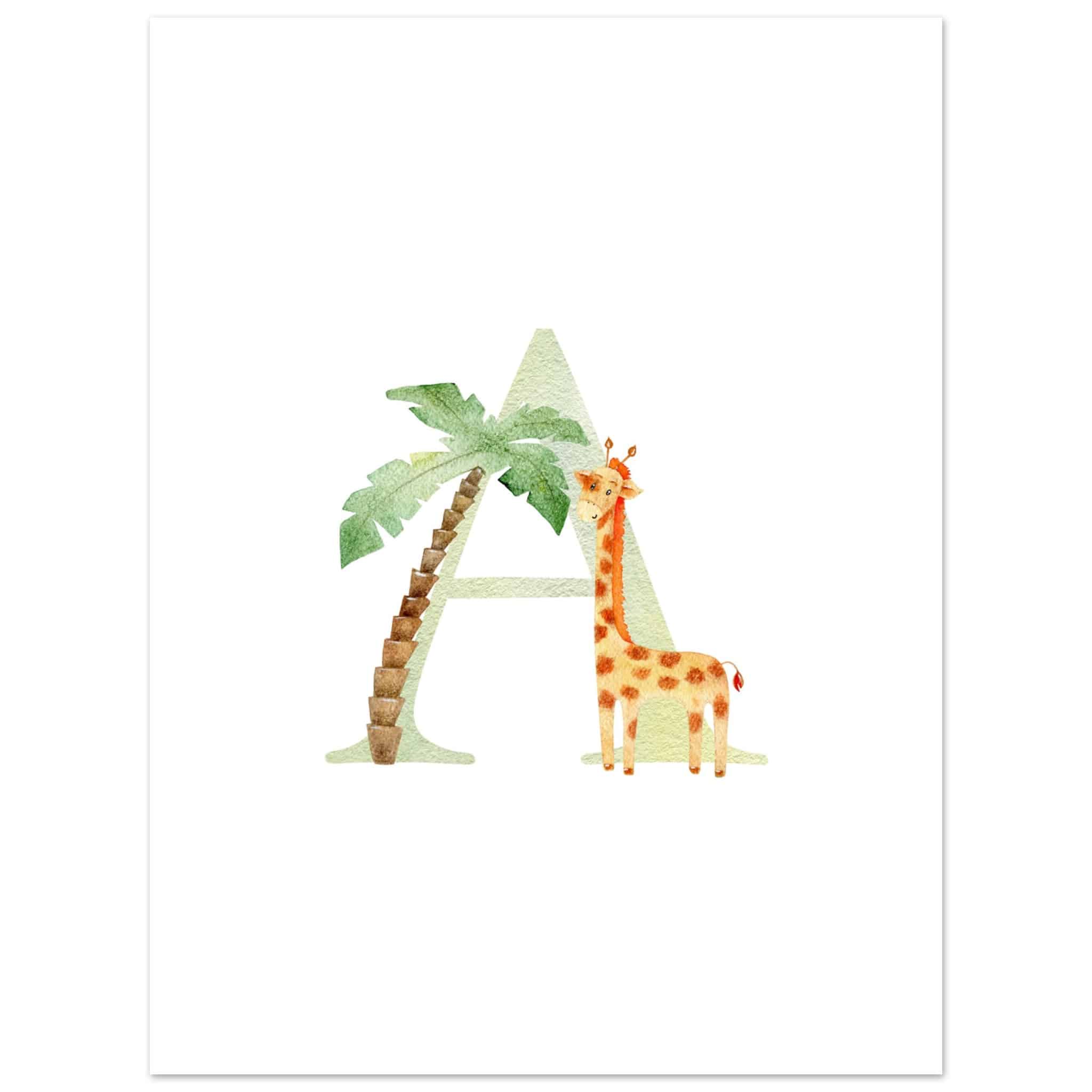 Artfulprints Poster Letter A kindernaam  - 30x40 cm - Meerkleurig