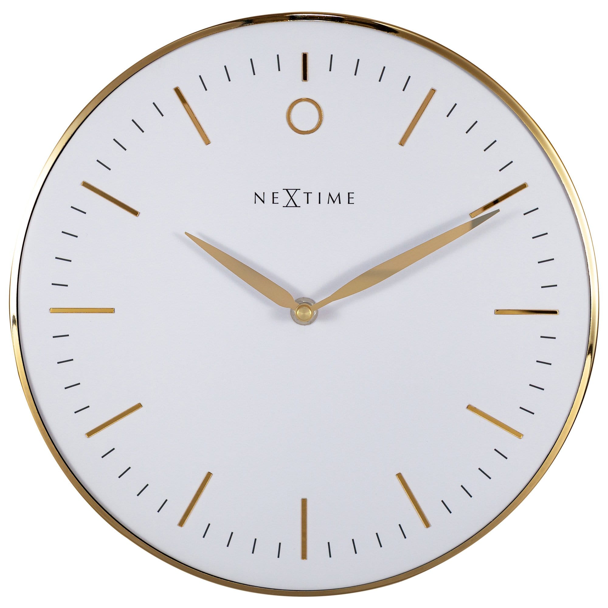 NeXtime - Design Wandklok - Geen Tikkend Geluid! - Goud Wit- 30cm -