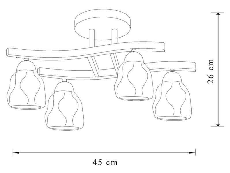 Lampa sufitowa Hiszpan 4-punktowa stalowa srebrna