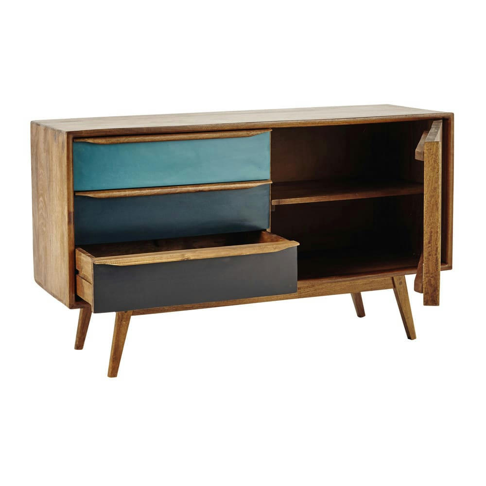 Janeiro - Buffet vintage en manguier bleu