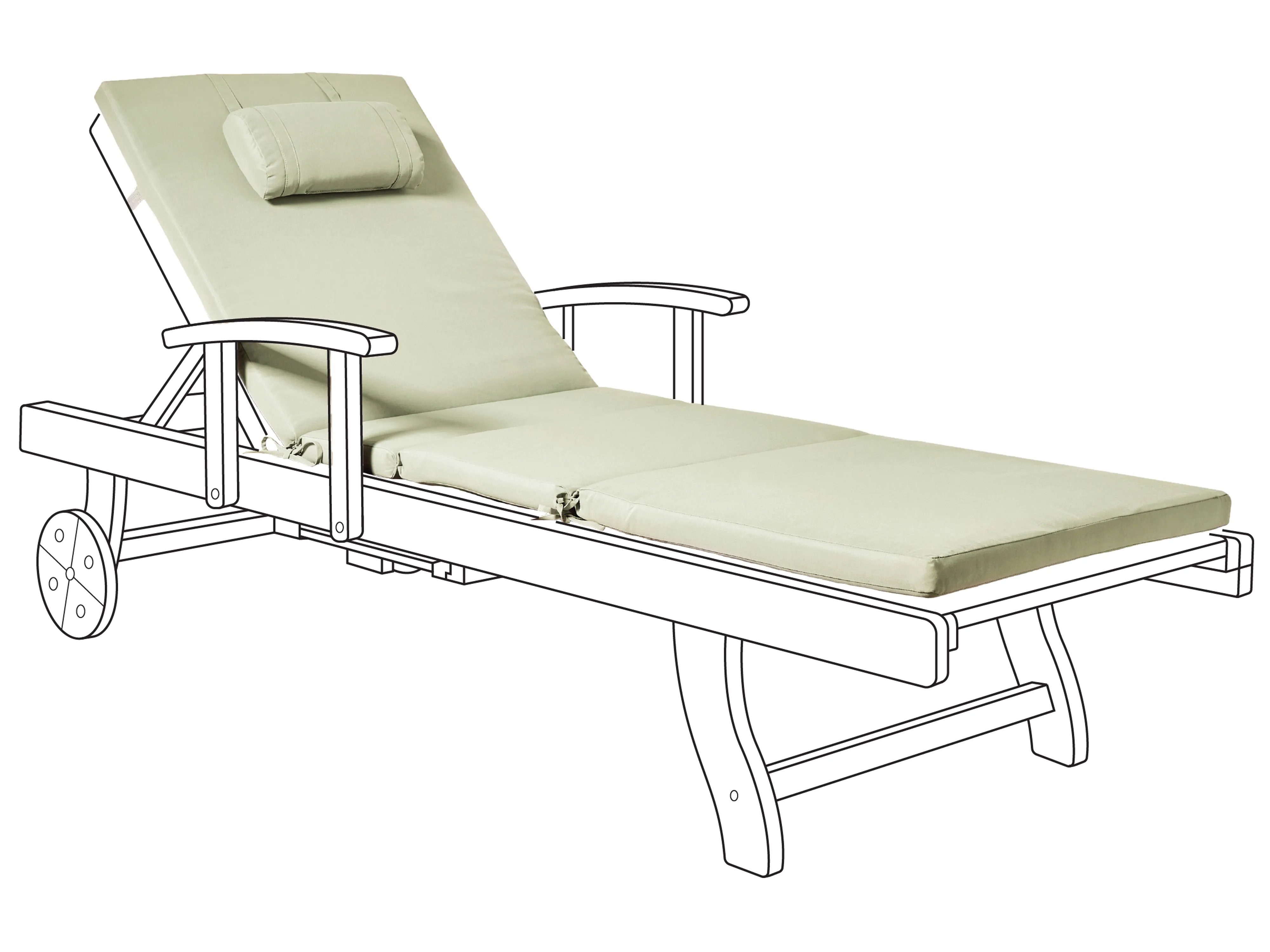 Sun Lounger Pad Cushion TOSCANA/JAVA/AMANTEA PREMIUM 189 x 58 cm Green