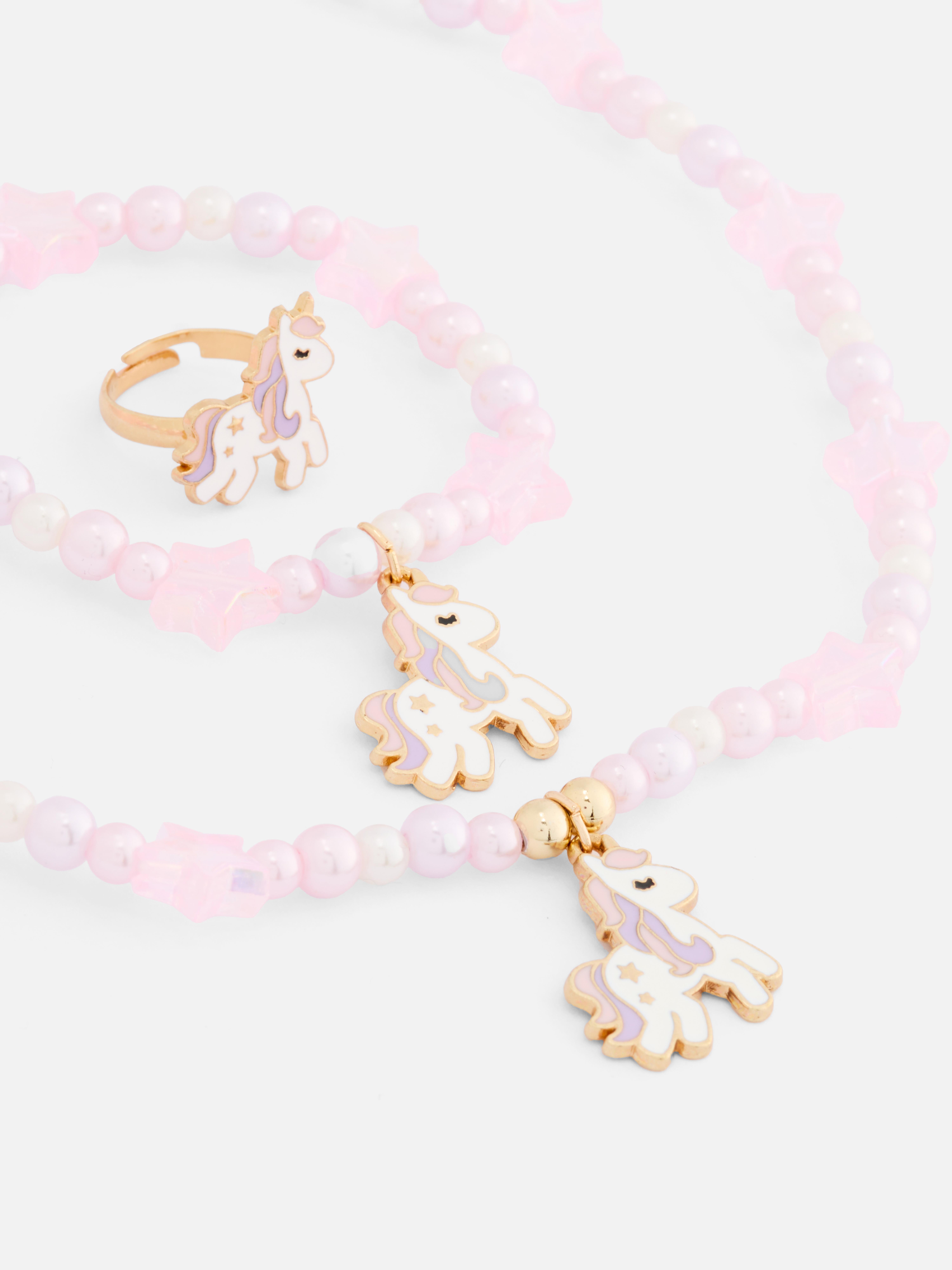 3-Piece Unicorn Beaded Jewelry Set