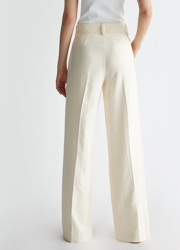 Pantalone a palazzo color avorio