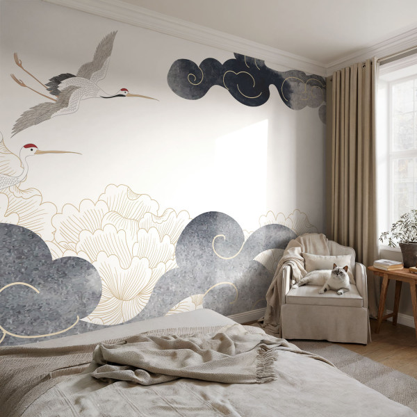 Samoprzylepna tapeta Żurawie w locie 104x70 Wallfluent