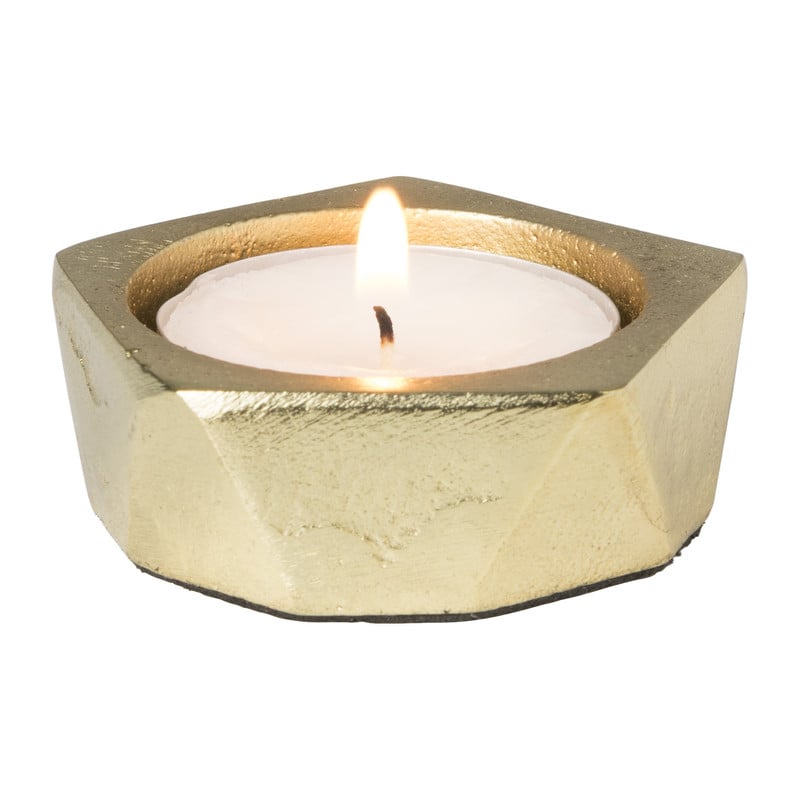 Theelichthouder achthoek - goud - &Oslash;5.5x2 cm