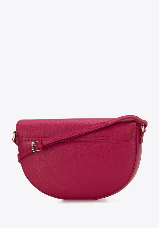 Damska saddle bag z groszkowanej skóry prosta różowa