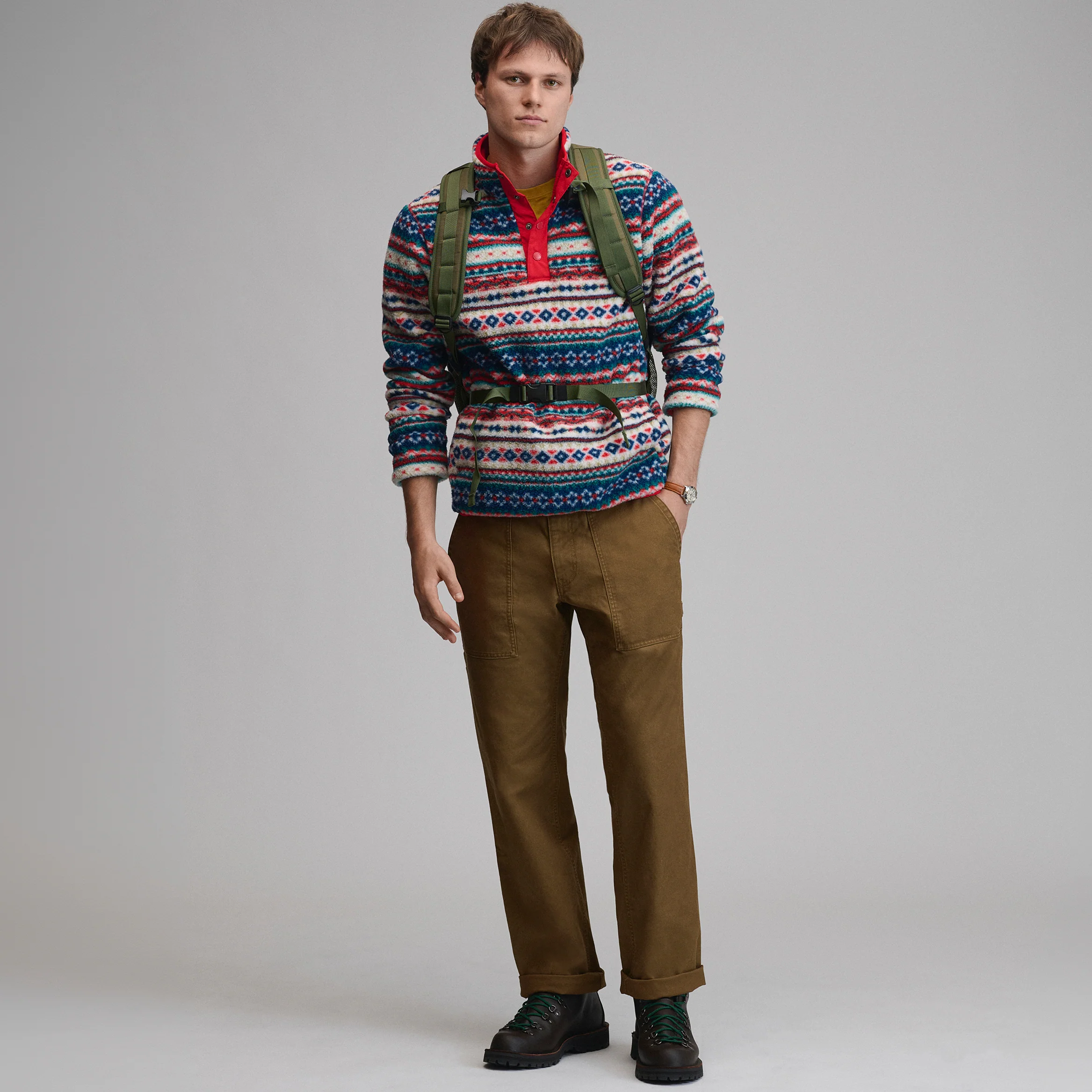 Men's Journey Snap-Mock Print Fleece Pullover
