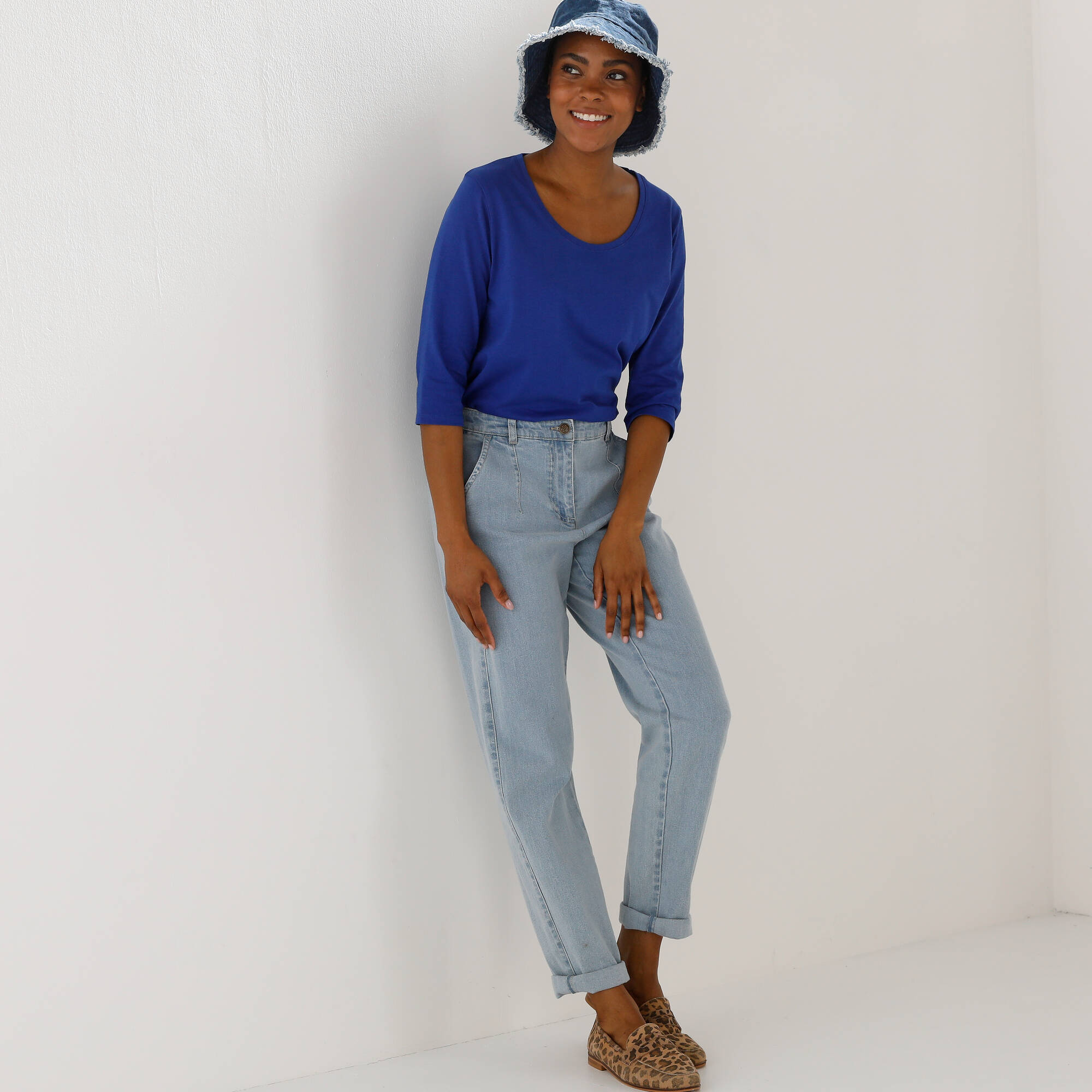 T-shirt manches 3/4 uni, coton