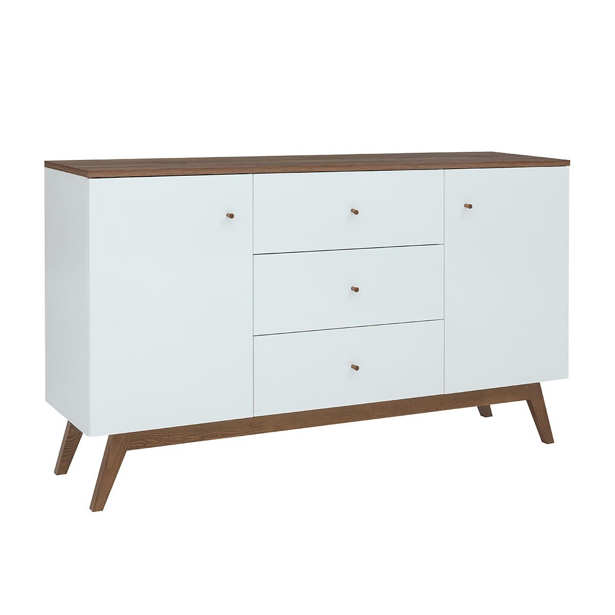 - Buffet 2 portes 3 tiroirs blanc et naturel