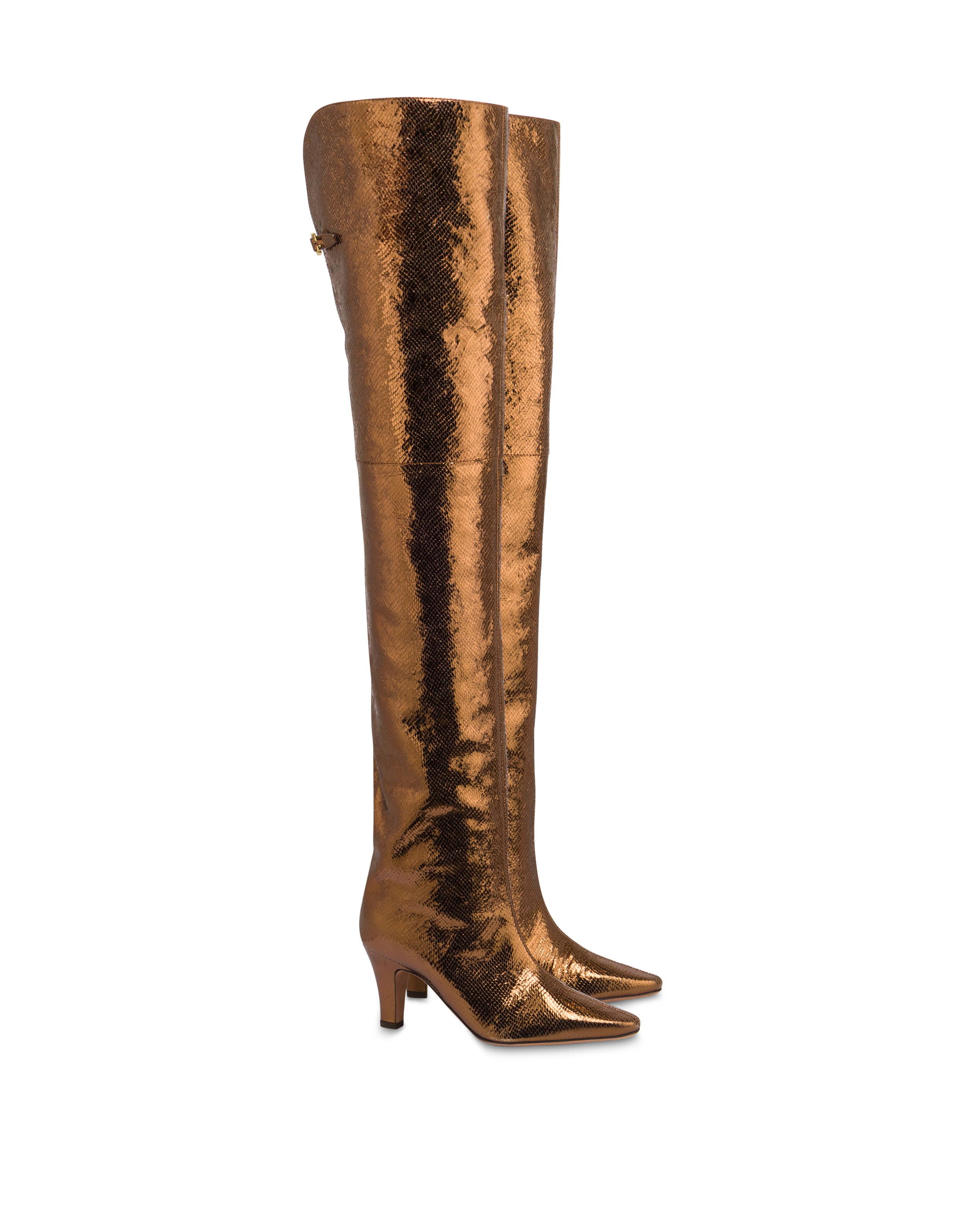 Stivale Muse Over The Knee In Capra Stampa Vipera Cuoio