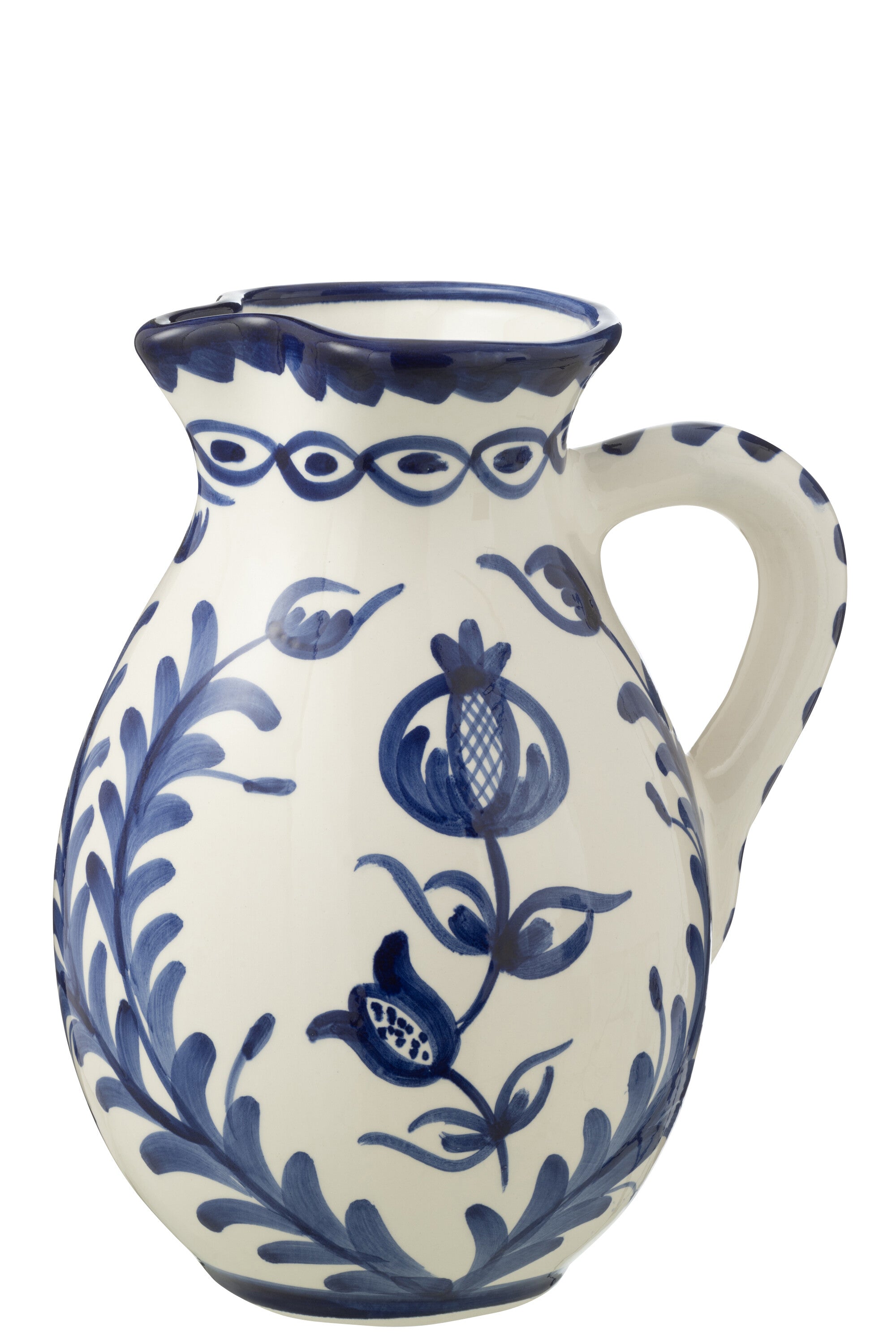 J-Line kruik Granada - keramiek - wit blauw - large