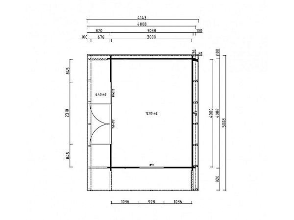 Chalet de Jardin YAHA 12m2 - Bois naturel - Epaisseur des Murs : 44mm - Terrasse - Brise-vues - Traité Autoclave - Abris de jardin