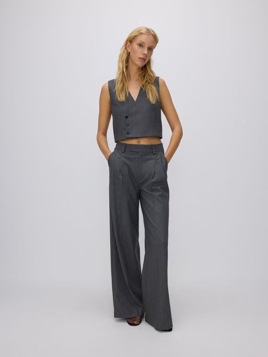 Wide Leg Trousers With Metallised Yarn Blend