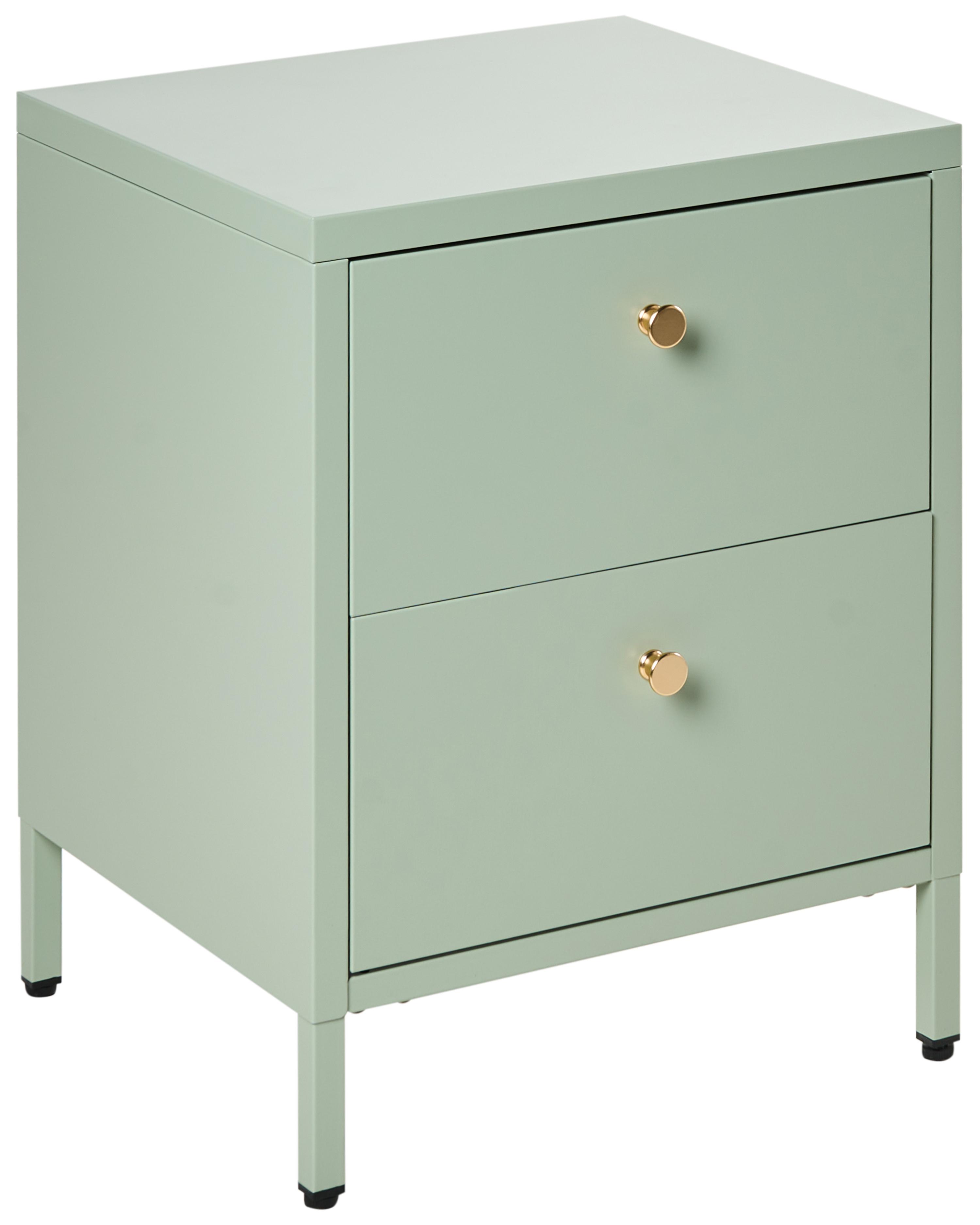 2 Drawer Bedside Table KYLEA Metal Mint Green