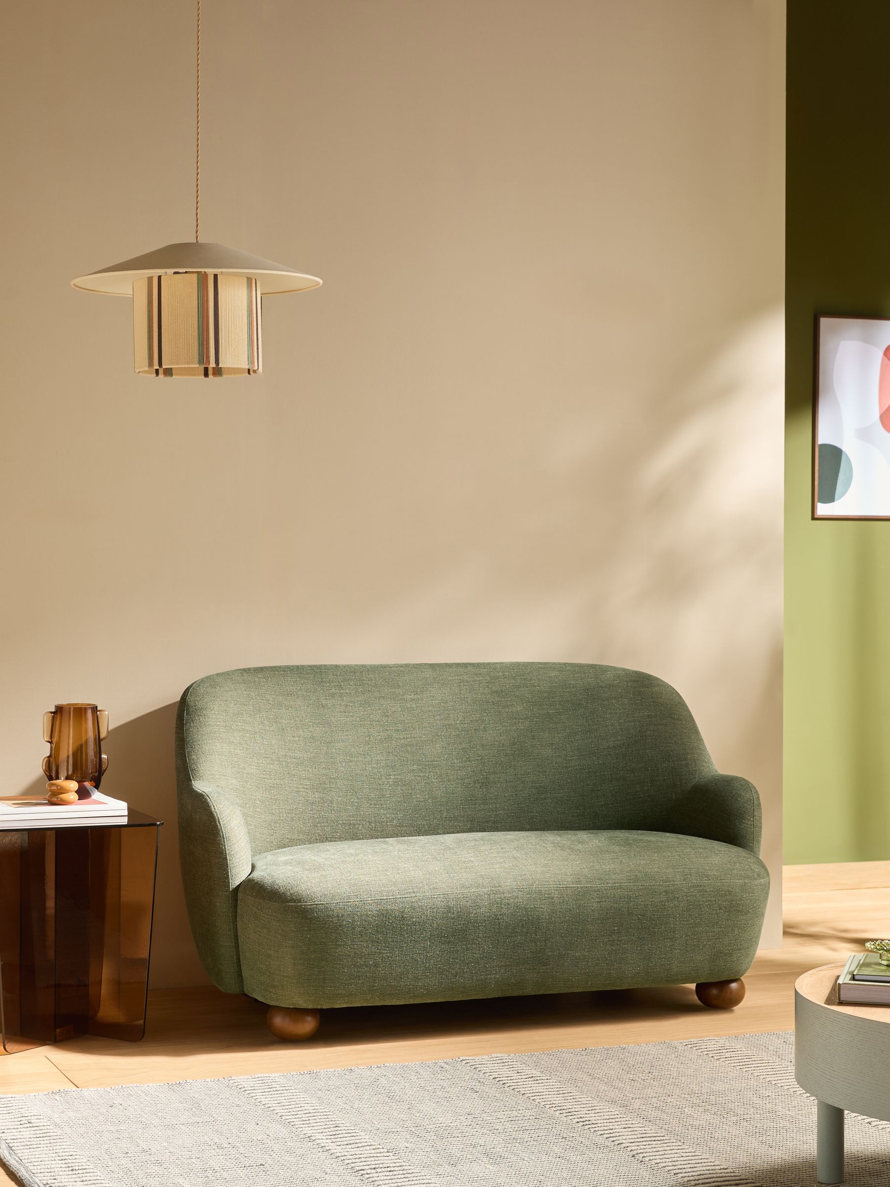 Ellio 2 Seater Sofa in Green Soft Textured Weave