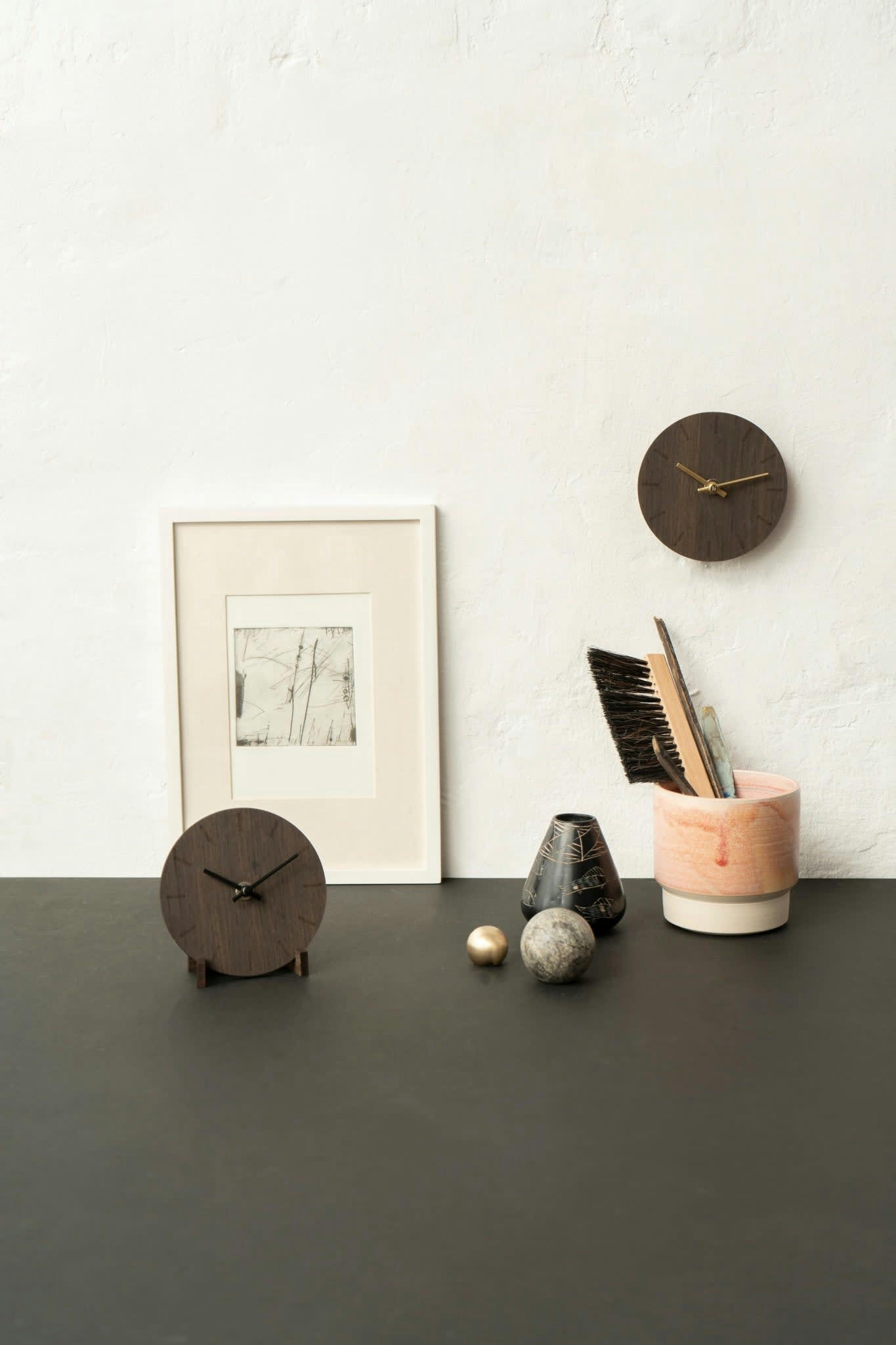- Horloge murale en bois marron D12cm