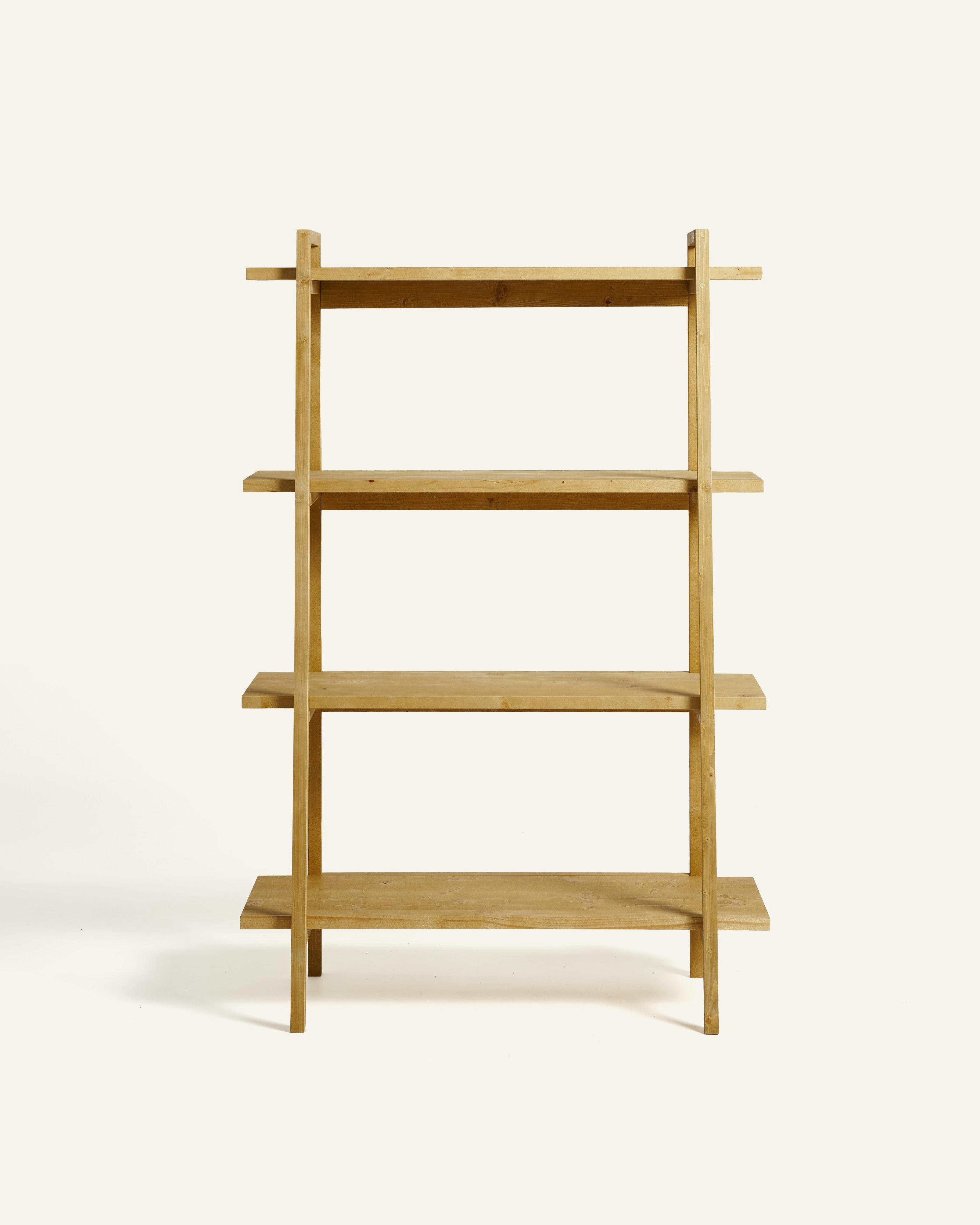 MARLENE - Bibliothèque en bois d’épicéa en couleur marron clair