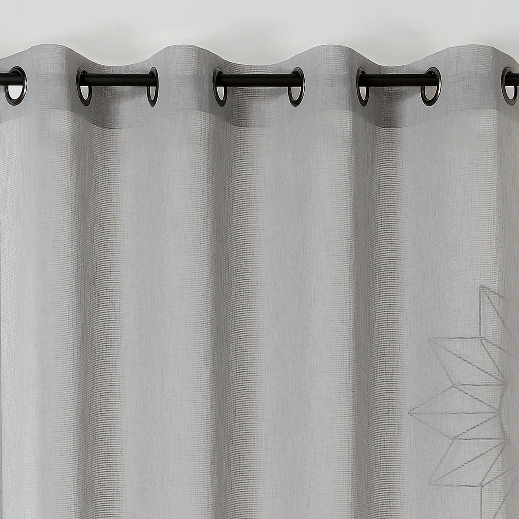 - Voilage  -  - effet de rayures polyester gris clair 145x240 cm