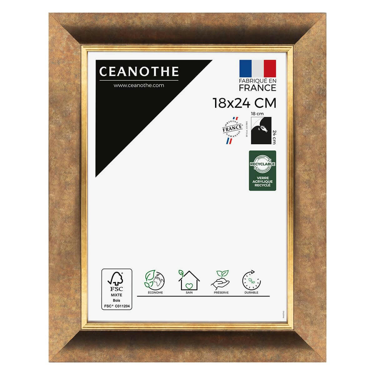 HADES - Cadre photo filet doré 18x24 cm résine recyclée
