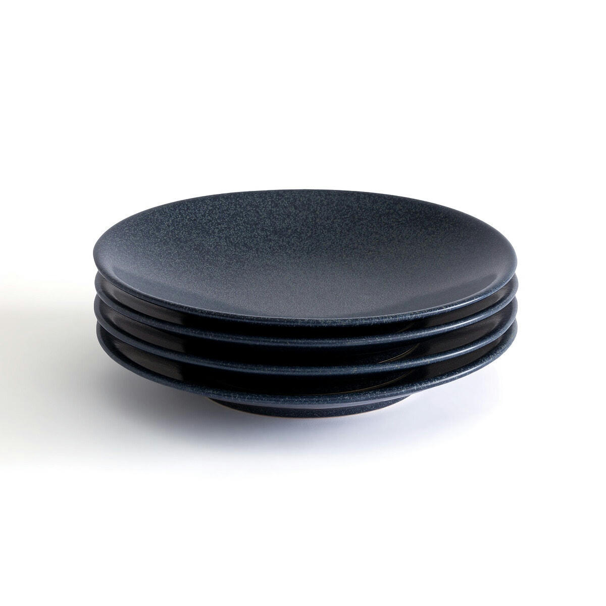 Lot de 4 assiettes plates, grès émaillé, Preto