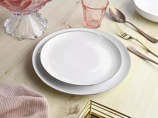 Komplet talerzy na 6 osób (18 el.) Bogucice - Base Platin 1183