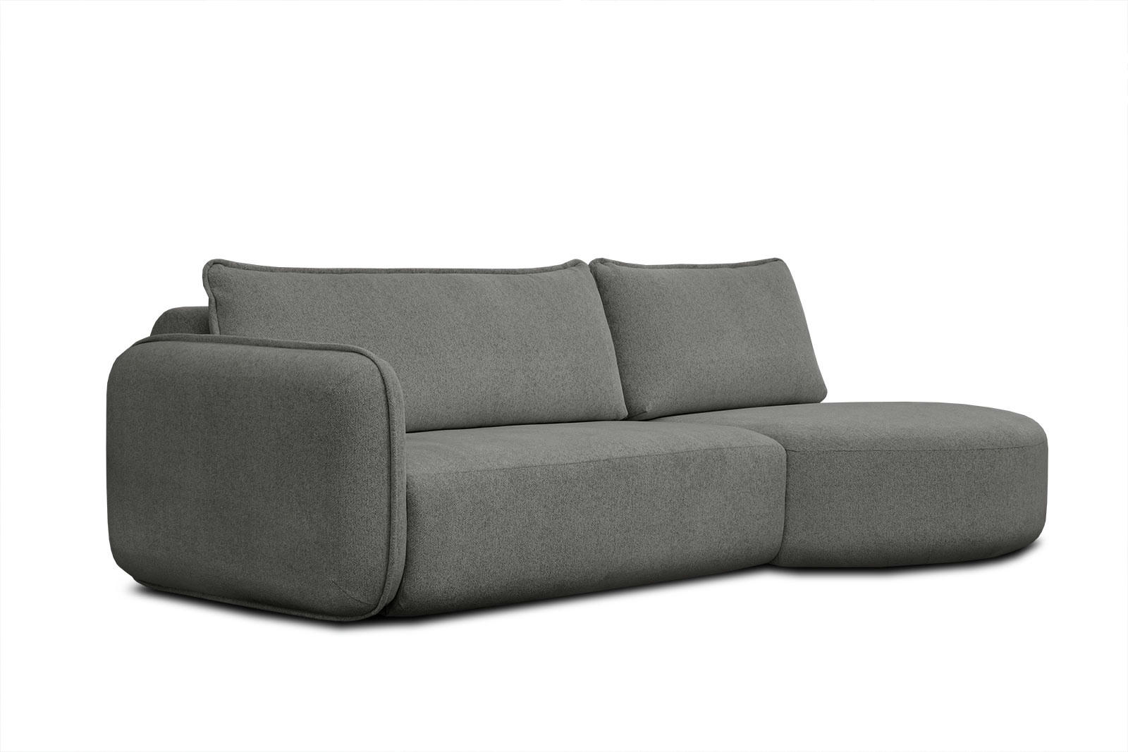 IPSUM - Canapé d'angle droit 3 places avec l'île tissu gris foncé