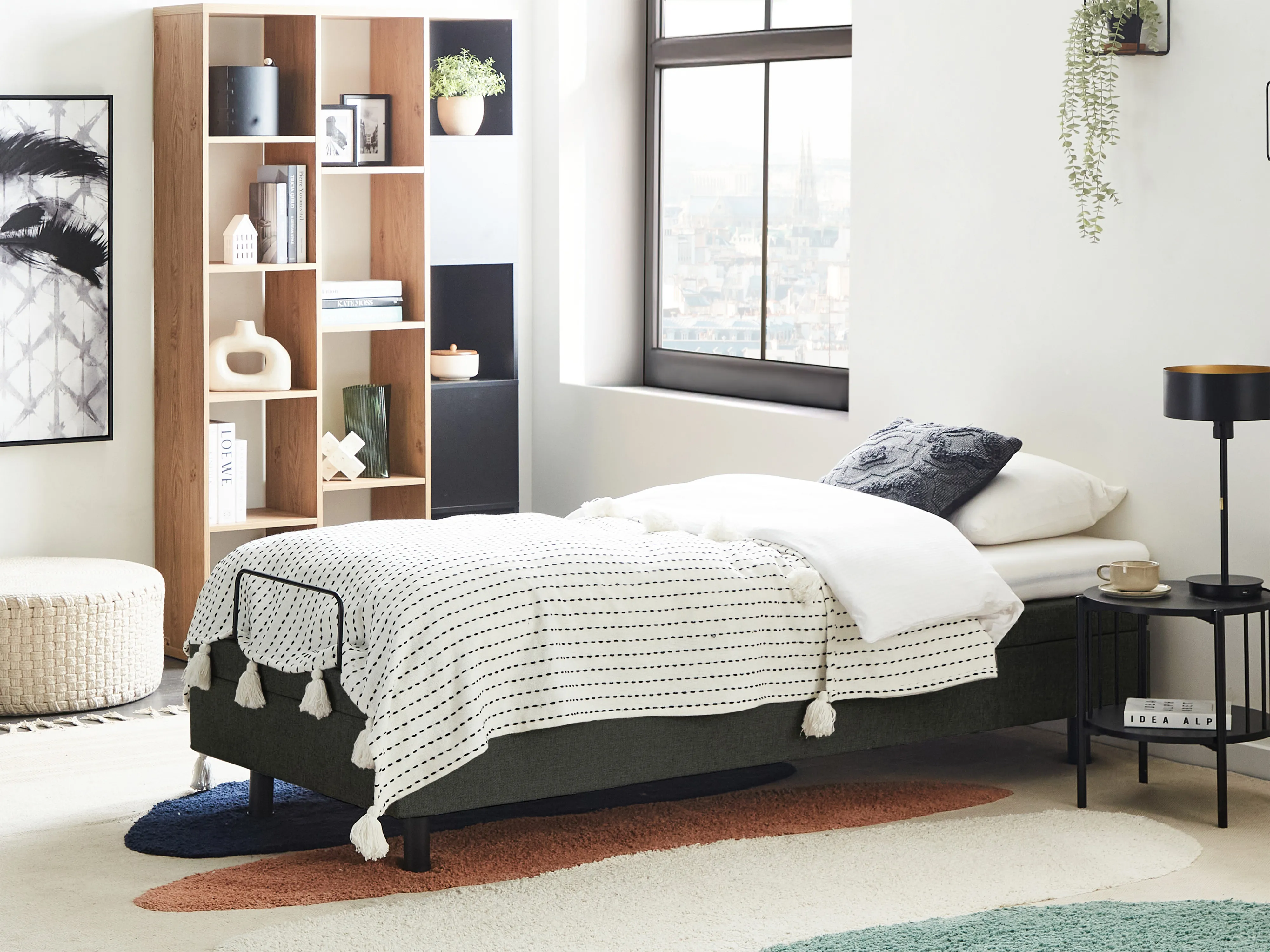 Adjustable Bed without Headboard Fabric CASTELLAN 90 x 200 cm (EU Single) Dark Grey