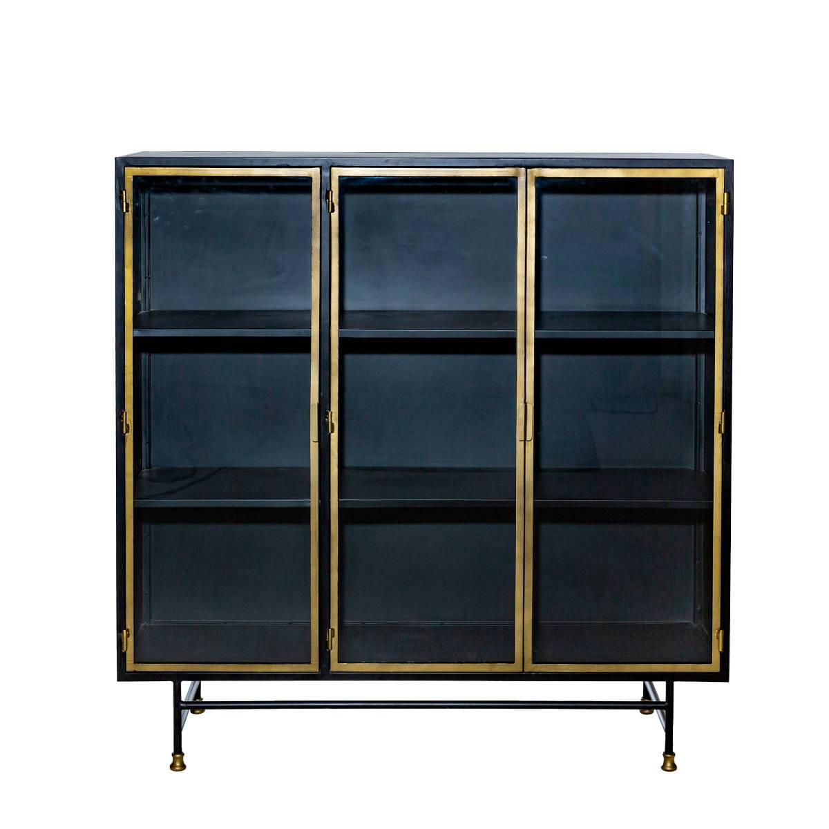 JANELLE - Vitrine en métal doré 140 cm