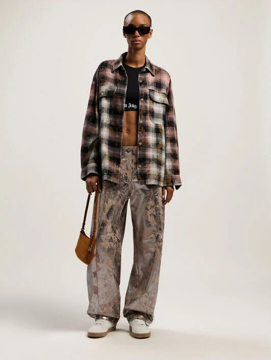 Curved Logo Coated Checkshirt