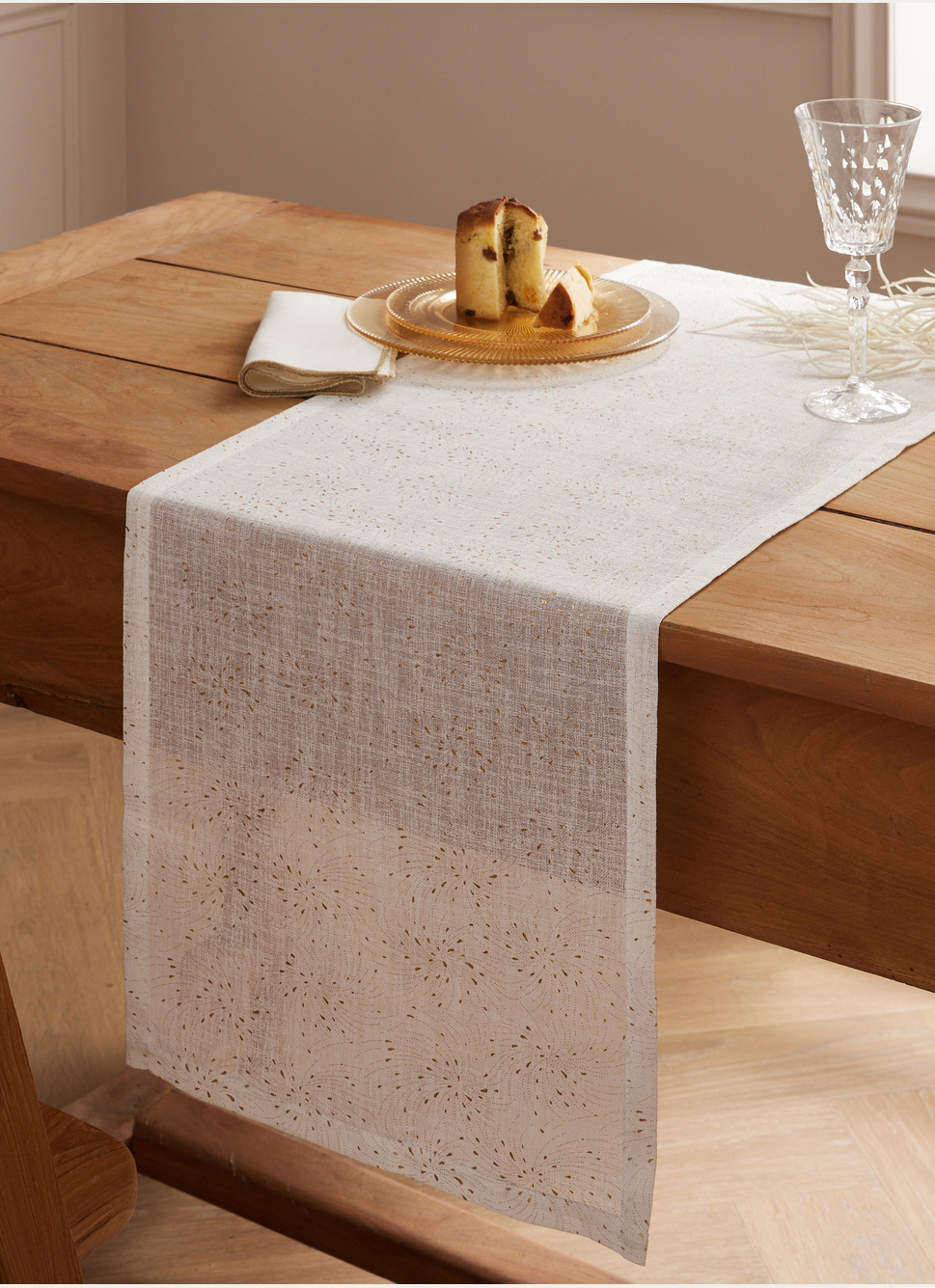 CHEMIN DE TABLE DORÉ ECRU / DORÉ