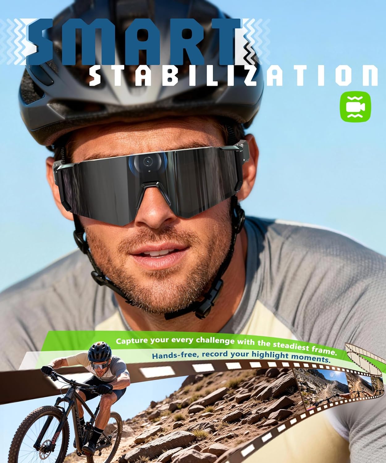 AI Smart Glasses with Camera 4K  Video Recording Glasses with Camera  Polarized Sports Sunglasses with EIS Stabilization  Dual Mic Noise Canceling  IP66  ChatGPT Enabled