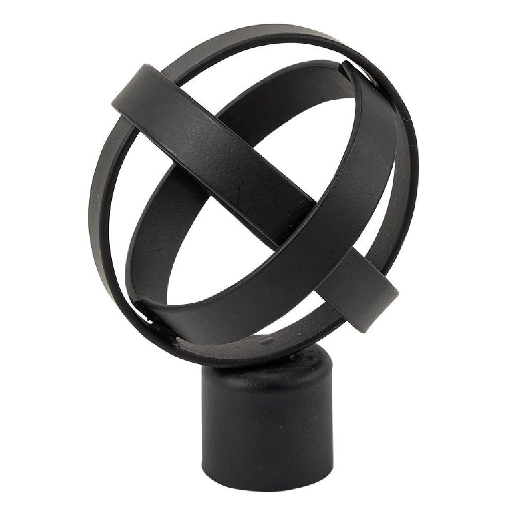 Embout tringle à rideau Ø20mm sphère spirale métal noir mat x2