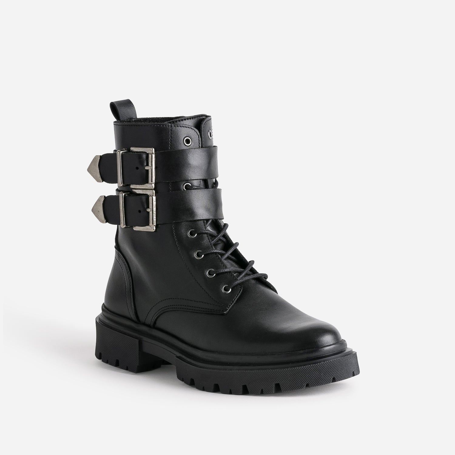 Boots éco-conçu à lacet TEXTO noir avec double boucle