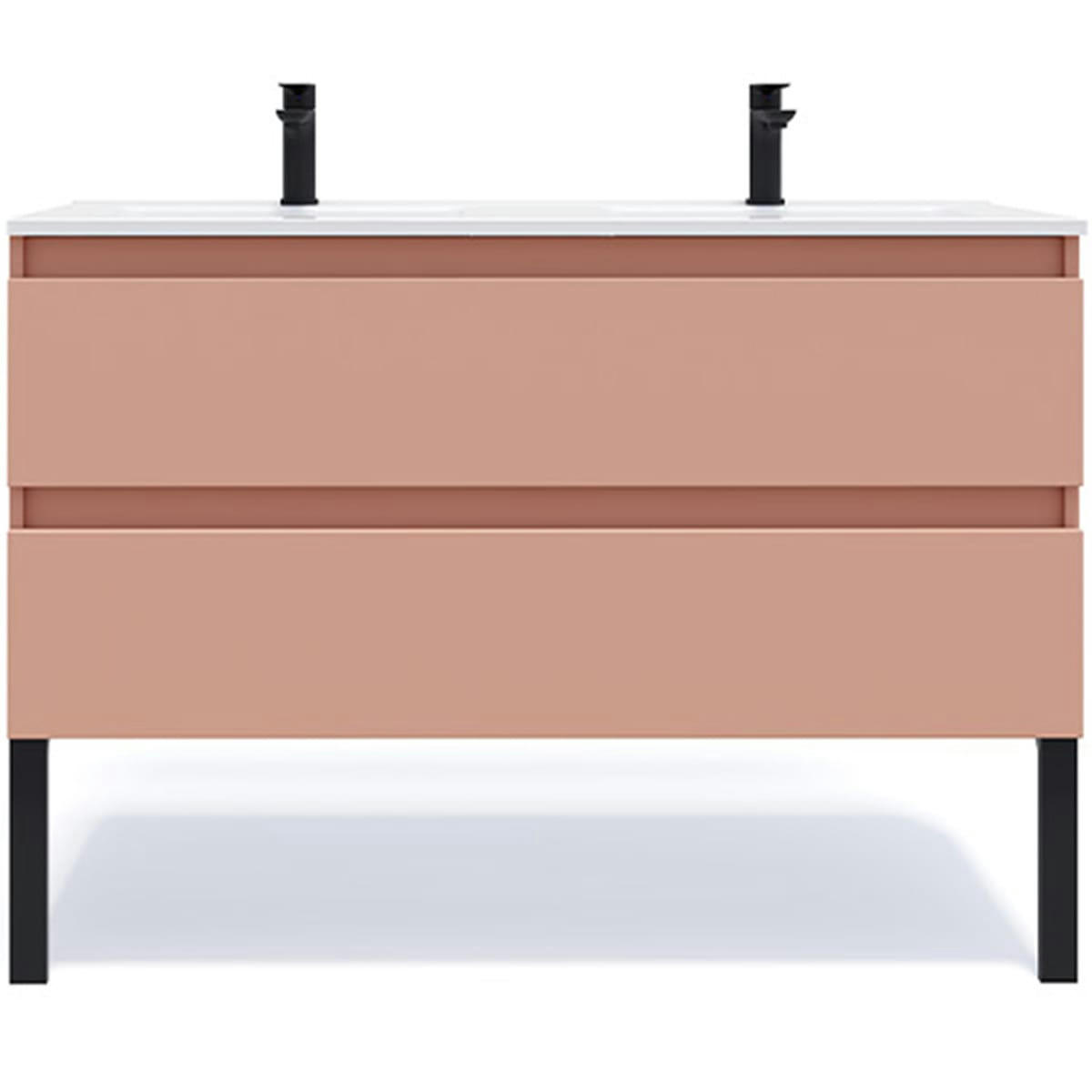 HUDSON - Meuble salle de bain double vasque 120cm 2 tiroirs Abricot