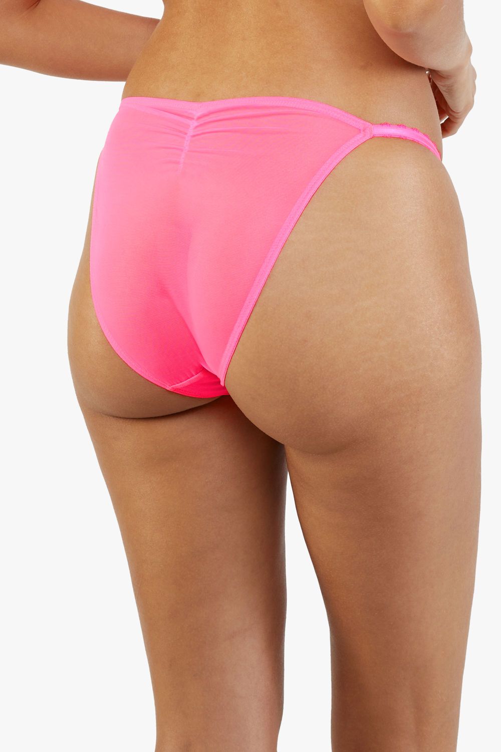 Playful Promises Magda Pink Neon Cocktail Embroidery Tanga Brief
