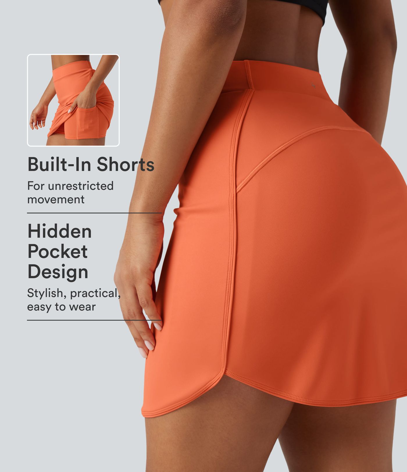 Jupe de golf mini 2-en-1 taille haute en SoftlyZero™ Airy à effet frais InstantCool avec poches