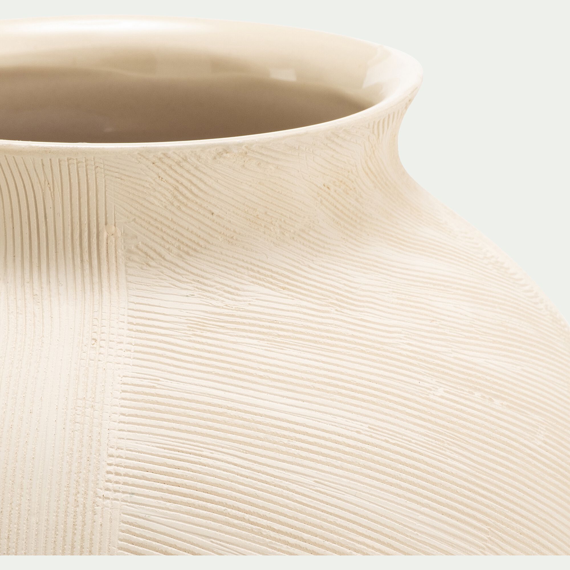 LOSSE - Vase classique en grès strié H30cm - blanc