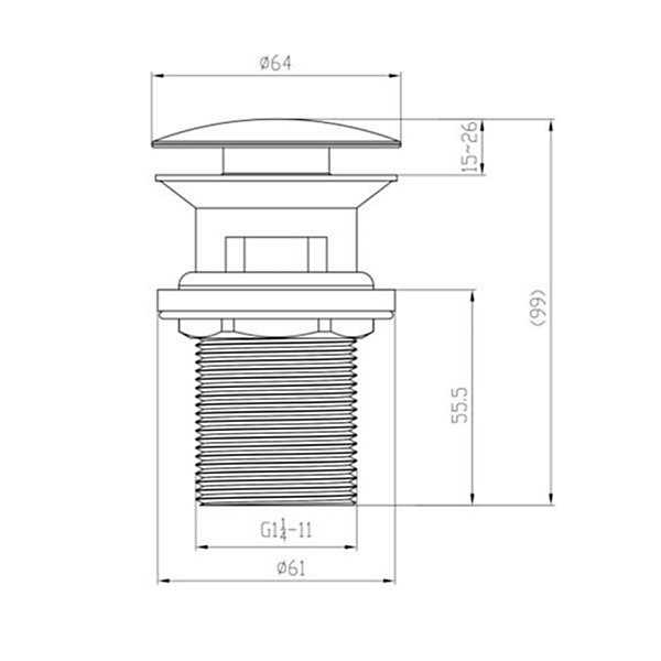 Bonde lavabo clic clac VILLEROY ET BOCH Universal Taps &Fittings Chrome