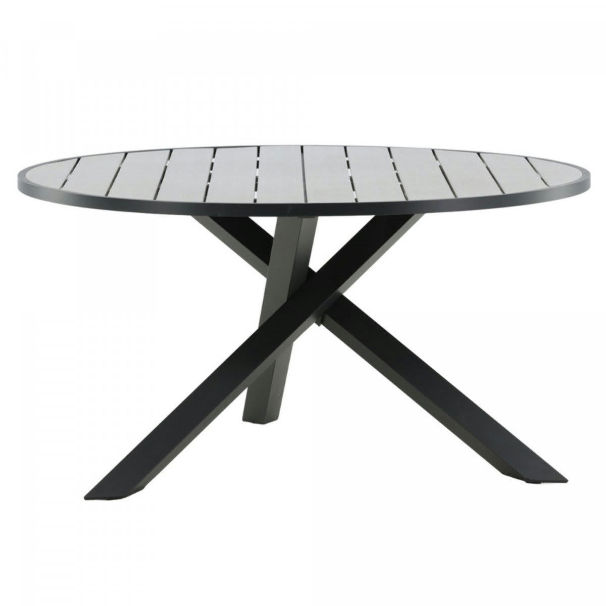 SHERAZ - Table de jardin ronde 140cm en aluminium gris foncé