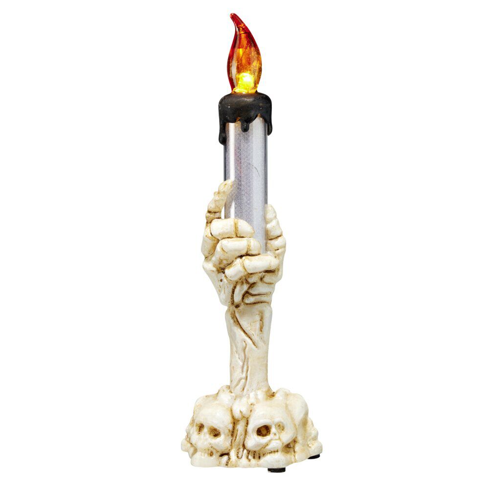 Bougeoir Halloween décoratif main squelette LED H15cm (2 modèles)