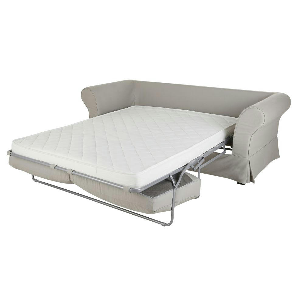 Roma - Canapé convertible 3/4 places gris clair, matelas 12 cm
