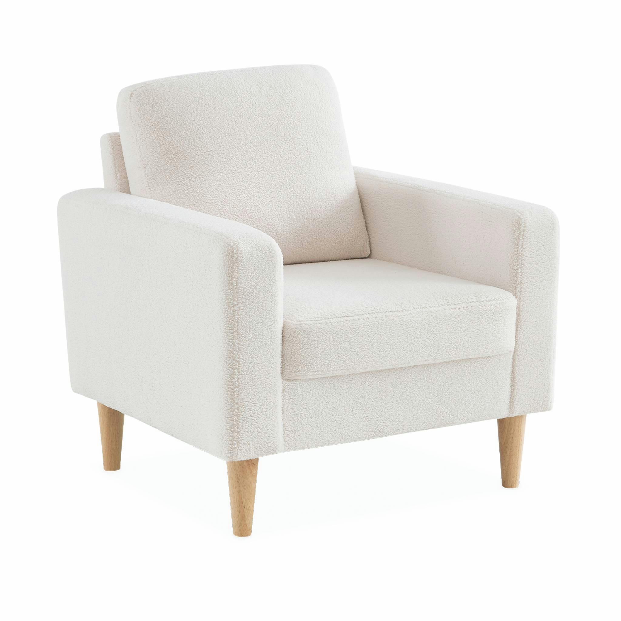 BJORN - Fauteuil scandinave à bouclettes blanches
