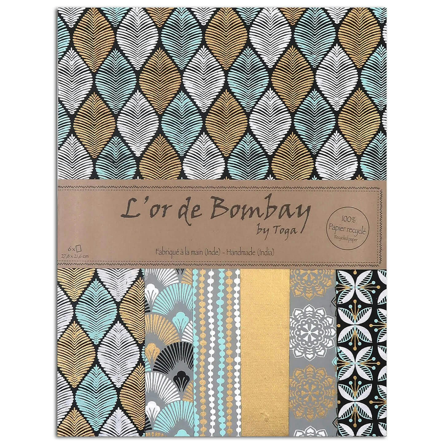 - Lot de 6 feuilles de papier recyclé fabriquées à la main